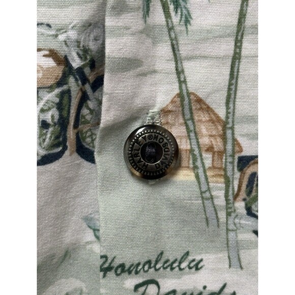 Vintage Harley Davidson Hawaiian Shirt Mens Large Green Honolulu Motorcycle - Picture 6 of 11